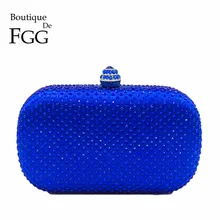 Boutique De FGG-Bolso De mano con diamantes De imitación para mujer, bolsa De noche, De noche, para boda, fiesta, De cristal, cadena