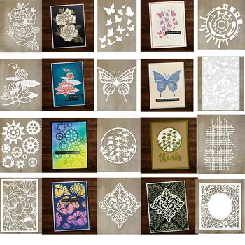 

Butterfly Louts Circle Foliage Tulip Poppy Border Damask Layered Metal Cutting Dies for DIY Scrapbooking Cards Crafts 2020 New