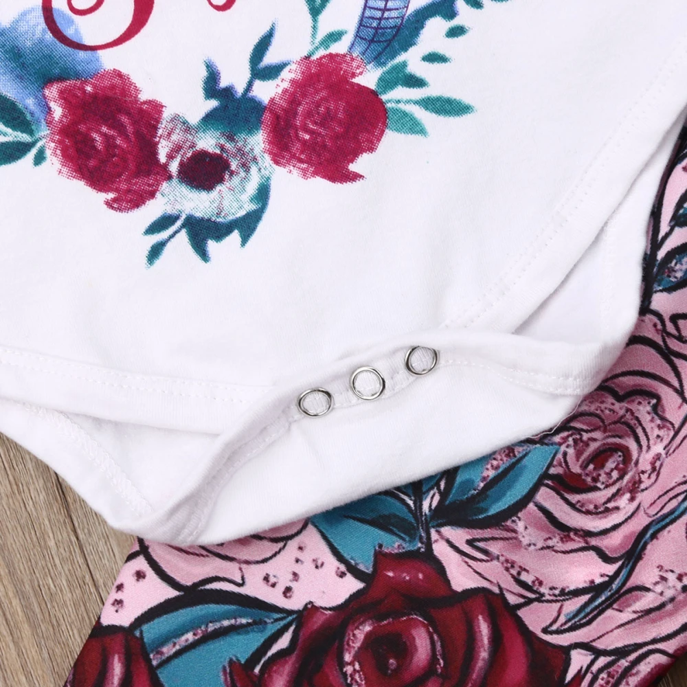 Комплект из 3 предметов, одежда для сестер хлопковый боди с короткими рукавами, футболка Топы, длинные штаны с розами, повязка на голову