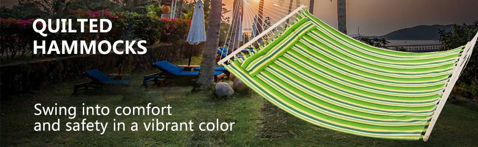 2-Person Double Hammock with Detachable Pillow Spreader Bar 300 lb Capacity For Children Adult Outdoor Backpacking Travel