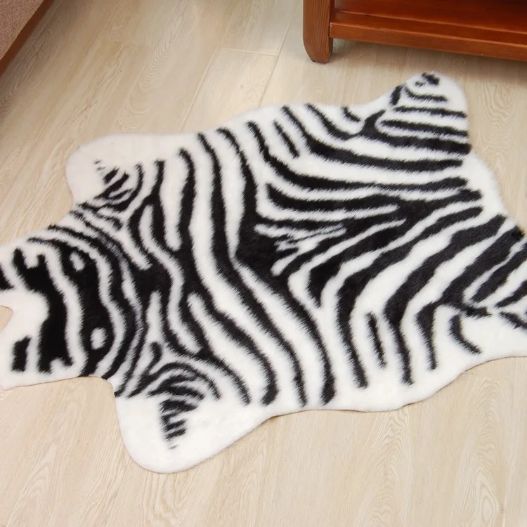 2020 new zebra Cow Leopard Tiger printed Rug  Cowhide faux skin leather NonSlip Antiskid Mat  Animal printed Carpet 4