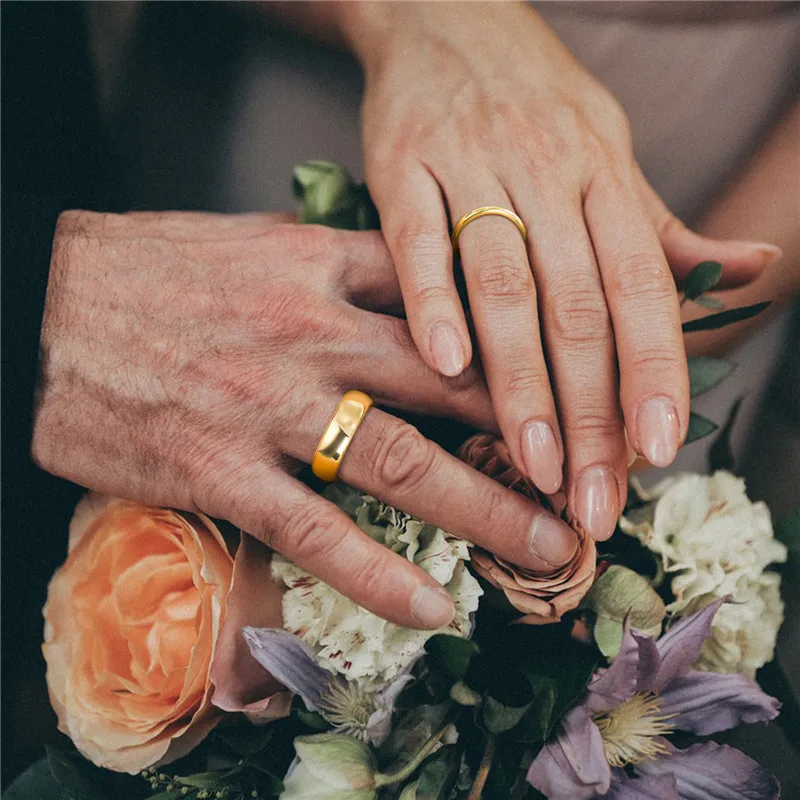 Tigrade Gold Color Tungsten Ring Couple Men Women Classic Wedding Engagement Band 2/4/6/8mm Special Write Engraving Name/Logo 4