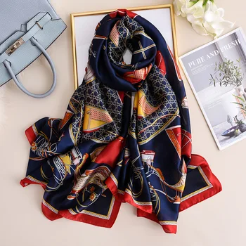 

New Winter Thick Scarf Summer Seaside Sun Beach Towel Vintage Silk Carriage Chain Long Scarf