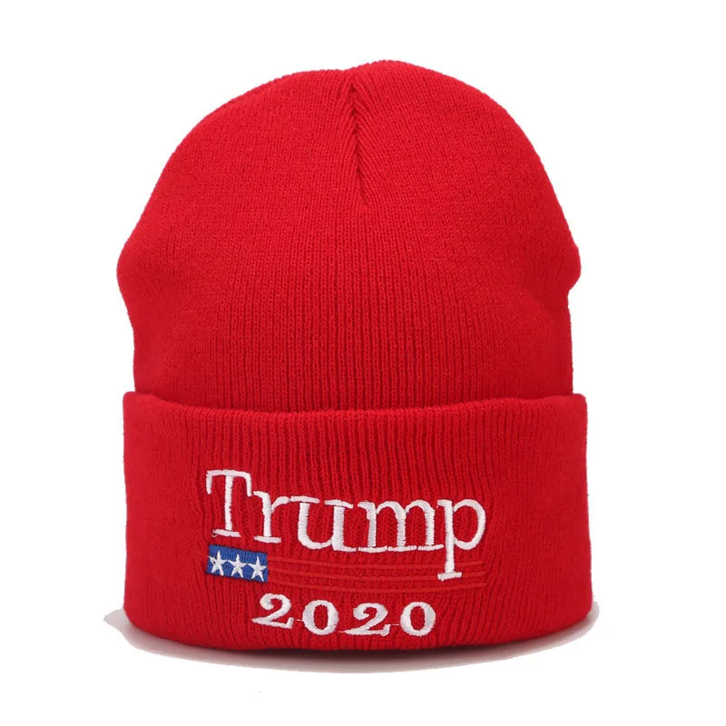 

Winter Knitted Beanies Trump Embroidery Short Bonnet Women Cuffed Skull Cap Men Brimless Thick Warm Hedging Hats Christmas Gift