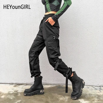 

New Sexy Harajuku Hip Hop Cargo Pants Women Black High Waist Trousers Ladies Street Wear Casual Sweatpants Joggers with Strips