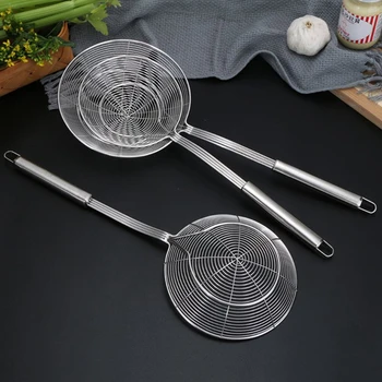 

Kitchen Cooking Meal Stainless Steel Solid Spider Strainer Skimmer Ladle With Handle Kitchen Tool High Quality