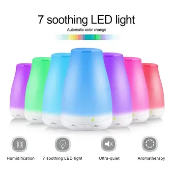 

100ml Aromatherapy Essential Oil Diffuser Ultrasonic Diffusers LED Lights Changing Auto Shut-off Function for Home UK plug