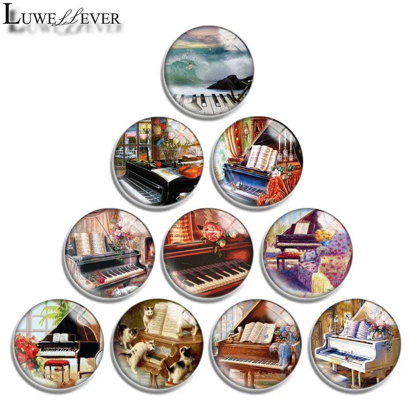 

12mm 14mm 16mm 20mm 25mm 30mm 614 Piano Mix Round Glass Cabochon Jewelry Finding 18mm Snap Button Charm Bracelet