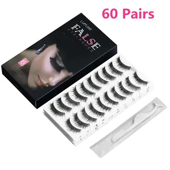 

Lurrose 60 Pairs False Eyelashes Handmade Makeup Tools Fake Eyelashes for Works Dating Party