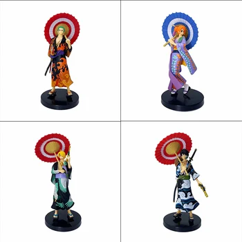 

Japanese Anime One Piece Kimono Umbrella Roronoa Zoro Luffy Chopper Nami Sanji PVC Action Figure toys collectible model toy gift