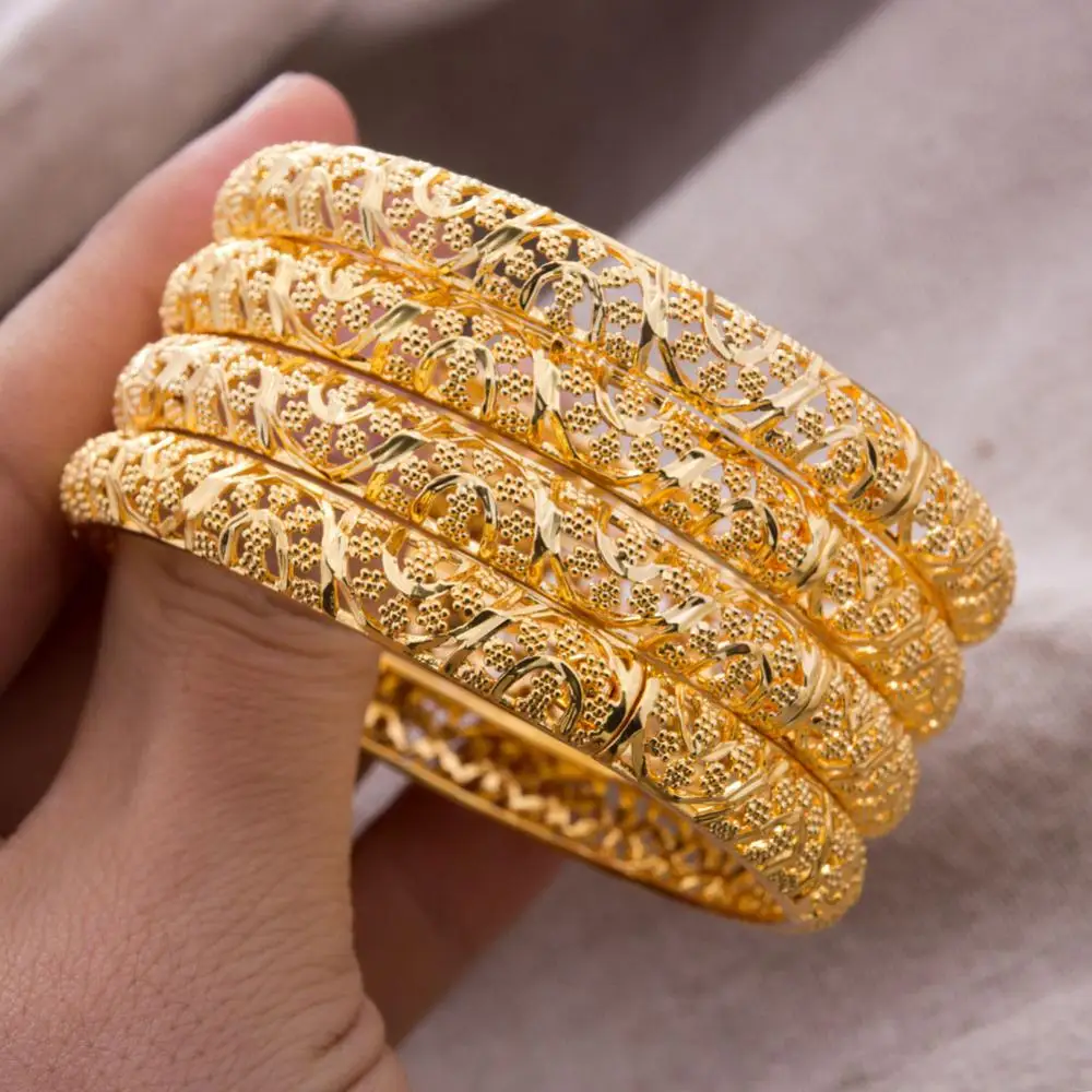 Bangle Bracelet 24K Luxury Gold Color Bangles For Women