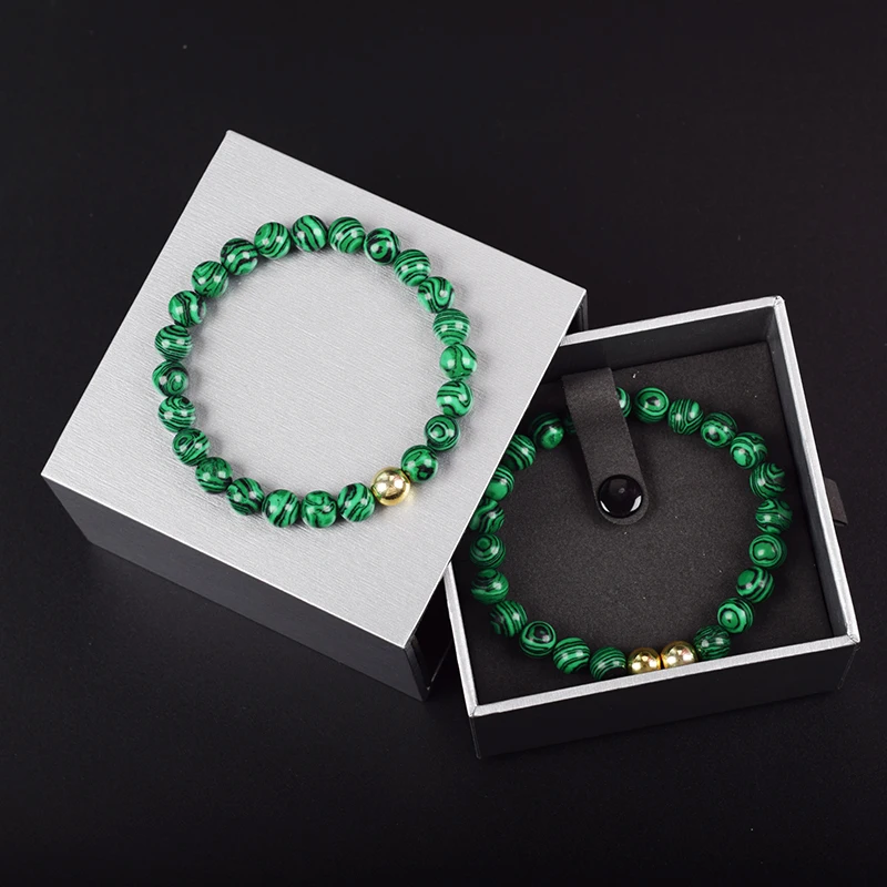 Coppia Malachite Bead Braccialetto Di Lusso Per Le Donne Acciaio Inossidabile Magnetico Salute Guarigione Yoga Gioielli Kpop Anime Accessori Regalo