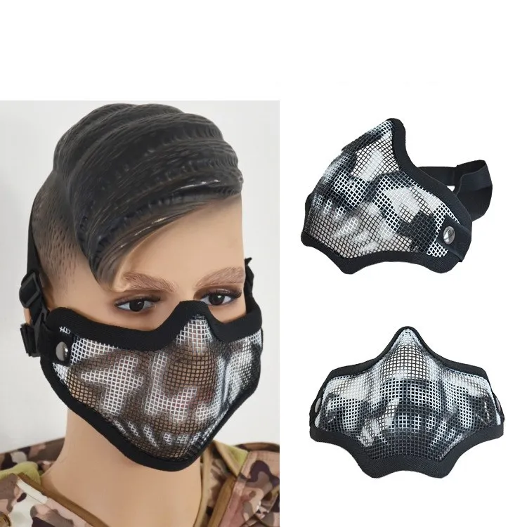 

Super breathable half face skull mask CF tactical iron mesh mouth wire mesh mask CS field face mask
