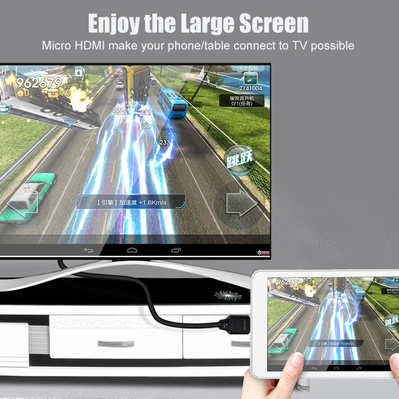 SAMZHE Micro HDMI к Мужской мужскому Удлинительный кабель для телефона Ipad подключение с