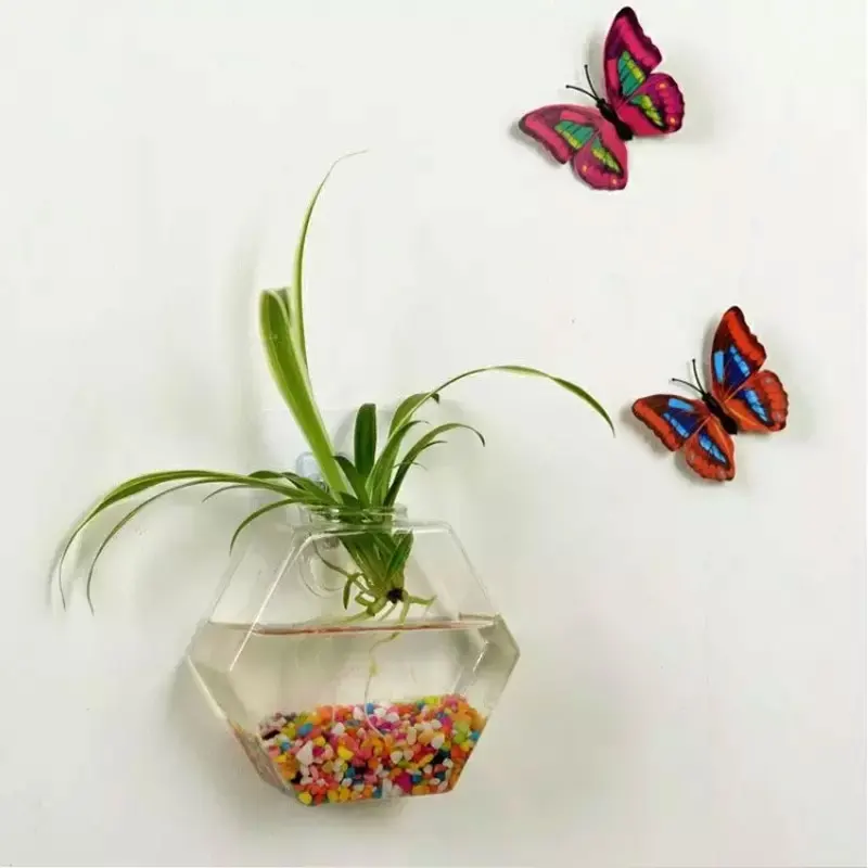 Wall Hanging Planter Hydroponic Vase Micro Landscape DIY Bottle Hexagon 13cm 