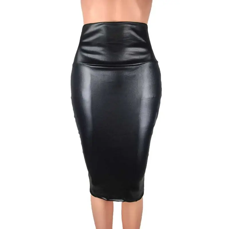

Fashion Women Skirt Velvet Imitation Leather High Waist Package Hip Knee Length Skirt Simple Autumn Winter Skirt Female Skirt
