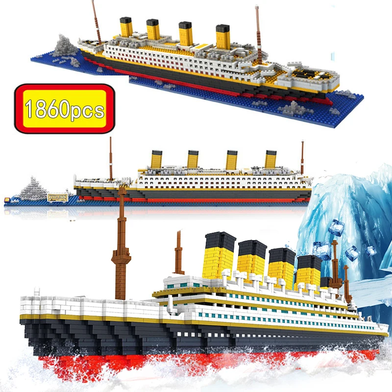 

1860 Pcs Match LOZ RS Legoinglys Titanic Sets Cruise Ship Model Boat DIY Building Diamond Mini Blocks Kit Children Kids Toys