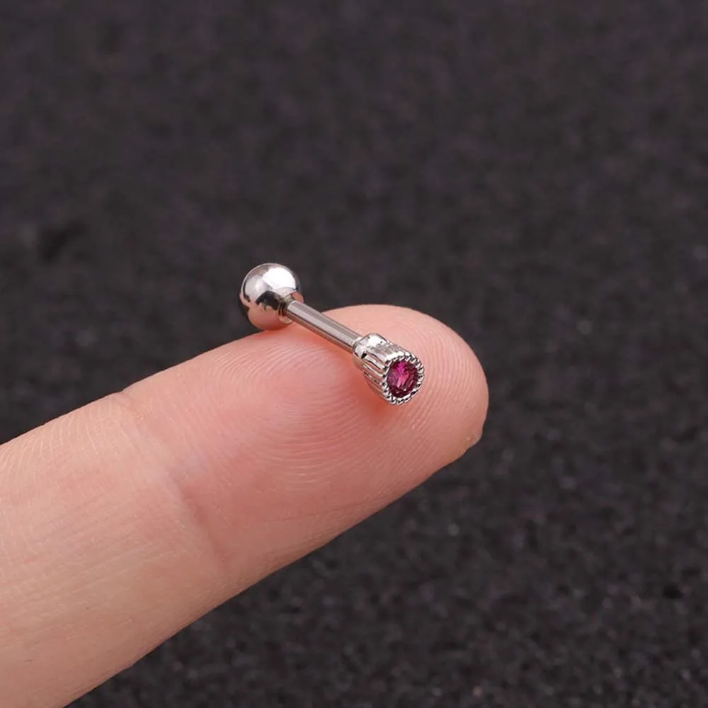 B silver rose red Хирургическая сталь сердце кристалл спираль Tragus серьги стержня хряща Daith серебро и золото цвет серьги для пирсинга - Окраска металла: B silver rose red