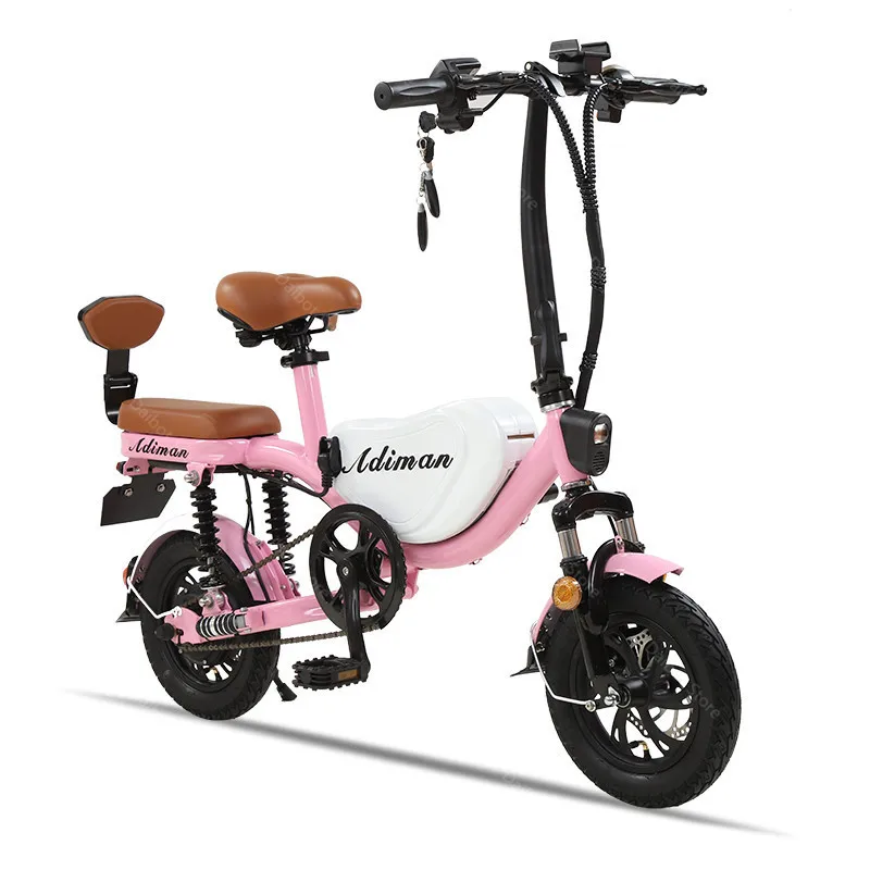 New Style Smart Electric Bike Two Wheeled Electric Bicycles Portable Mini 12 Inch 60KM 48V Electric Scooter Bike With Two Seat (12)