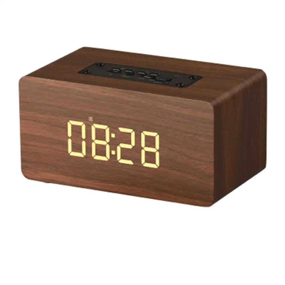 Wireless Bluetooth Speaker soundbar Portable HiFi Shock Bass Wooden Bluetooth soundbar sound bar caixa de som - Color: Black