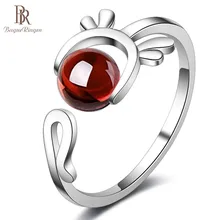 Bague Ringen, серебро 925, Ювелирное кольцо, открытое регулируемое женское серебряное кольцо на палец с круглым гранатовым драгоценным камнем, обручальное модное ювелирное изделие