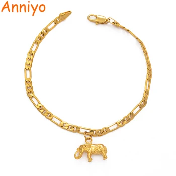 

Anniyo Elephant Anklets for Women Men Girls Gold Color Jewelry Foot Chains Religious and Wedding Accessories #210406