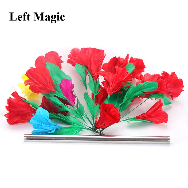 Appearing Bouquets & Color Changing Flower Magic Tricks Wand to Feather Bouquet Magia Magician Stage Illusion Gimmick Props Fun