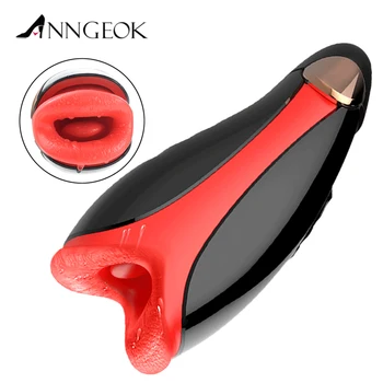 ANNGEOK 3D Realistic Deep Throat Male Masturbator Silicone Artificial Mouth Masturbation Cup Oral Sex Toy 1