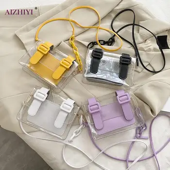 

Multi-functional Female Festival Gifts Portable Women Small Shoulder Handbags Clear PVC PU Splicing Casual Money Bags