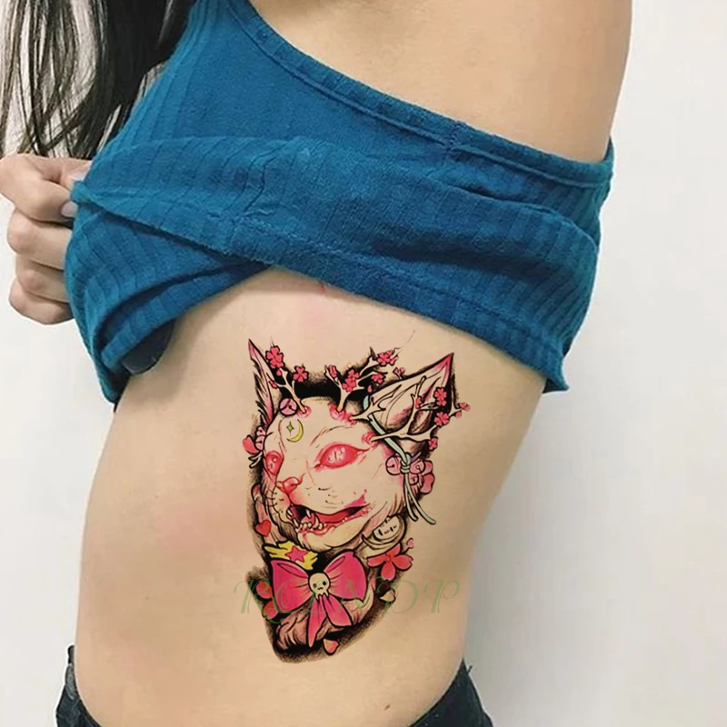 Водостойкая временная татуировка мультфильм японская девушка наклейка бантик флеш-тату поддельные тату большие темные татуировки для женщин мужчин и женщин