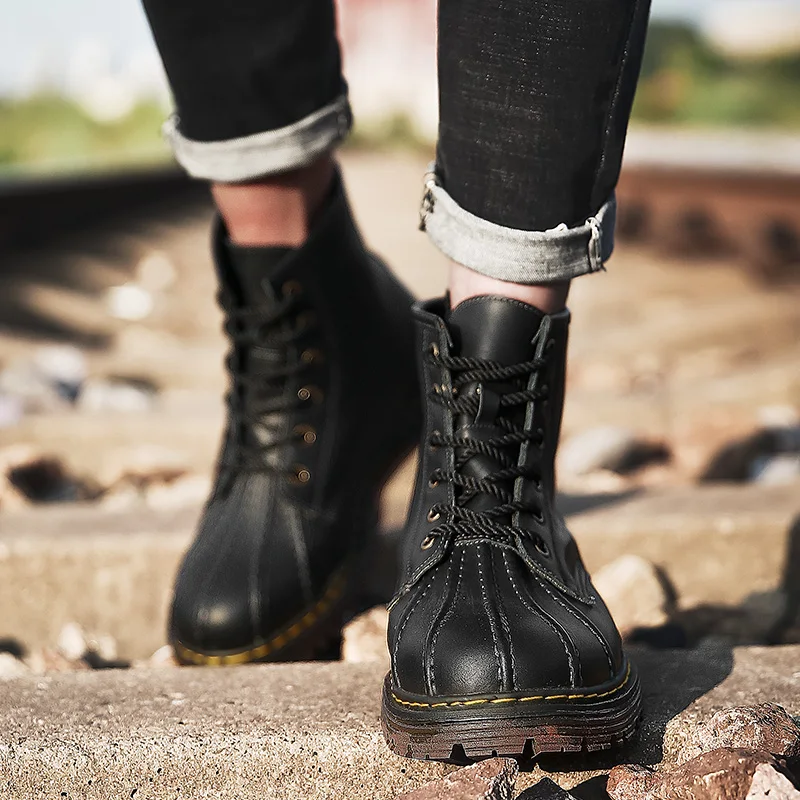 Men's winter boots waterproof short fashion ankle boots for students round toe wear-resistant male boot new