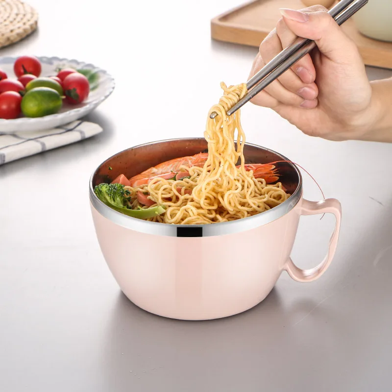 

Multi-functional Stainless Steel Instant Noodles Cup Insulated Fast Food Freshness Bowl Children Students With Lid Lunch Box Ins