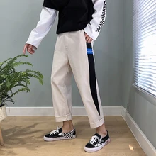 Мужские повседневные брюки осень и зима новые строчки свободные девять брюки молодых людей Индивидуальность Мода Тренд мужская одежда