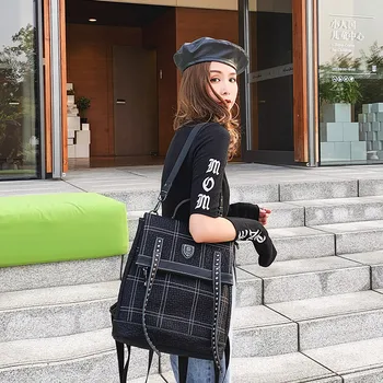 

Hot New Fashion Black PU Leather Backpack Female Shoulder Bags for Women Tote Bag Casual Bag multi-function Travel bags Tote Bag