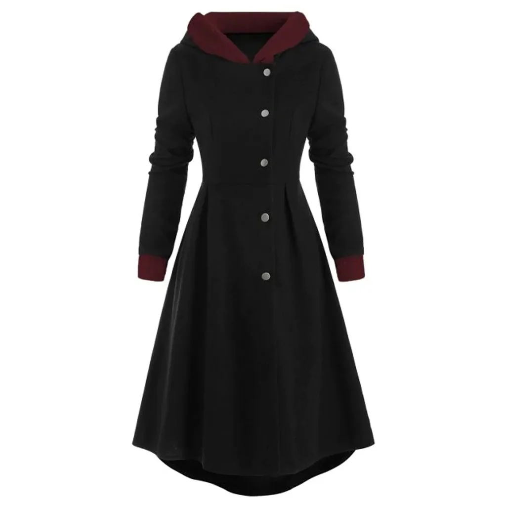 

Women Long Jackets Winter Warm Fur Hooded Coats Elegant Female Long Sleeve Vintage Casual Jacket Button Oversized Outwear New