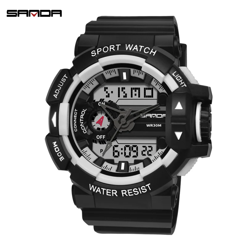 black silver SANDA G стильные военные мужские часы Топ бренд класса люкс водонепроницаемые спортивные S Shock наручные кварцевые часы мужские часы Relogio - Цвет: black silver