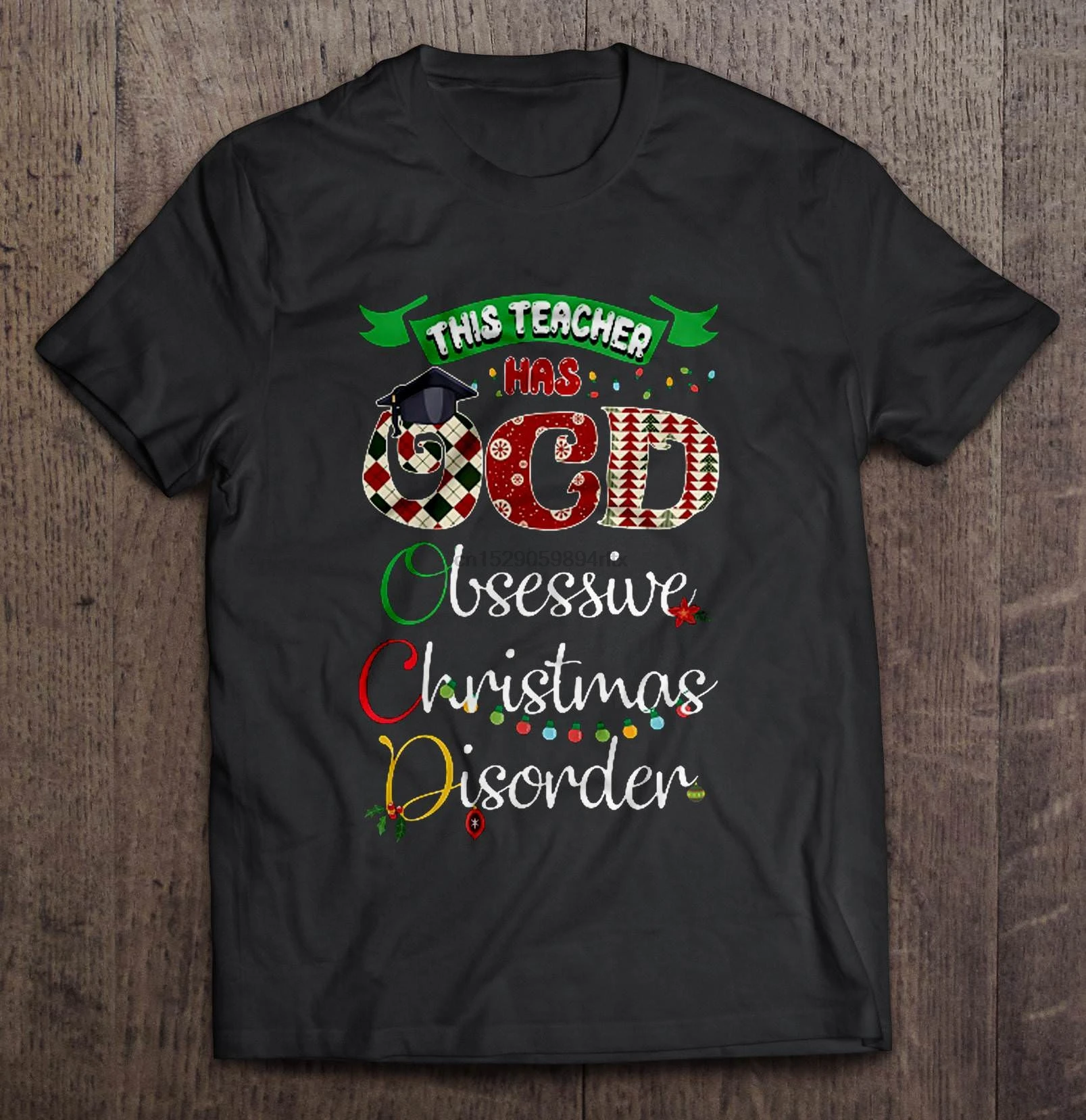 Мужская забавная футболка модная у этого учительницы есть OCD Obsession Christmas Disorder