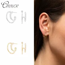 CANNER корейский стиль простые Кристальные серьги-гвоздики для женщин украшения для свадьбы 925 пробы серебряные серьги подарки на Рождество и вечеринку