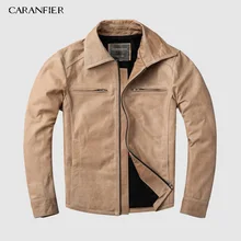 CARANFIER Pakistan Oil Wax без покрытия для мужчин из натуральной овчины Кожа для мужчин s лацкан Тонкий ласточкин хвост мотоциклетная кожаная куртка