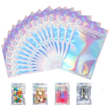  50/100pcs Lashes Packaging Bag Holographic Laser Zip cosmetic Pouches  Self Seal Waterproof Eyelash Package Boxes 