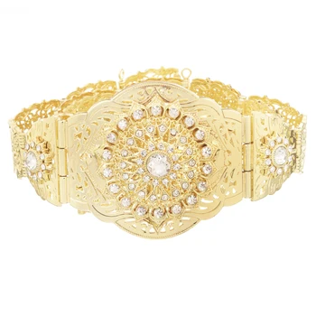 

Elegant European women dot zircon white crystal silver belt cutout flower dinner belt body jewelry