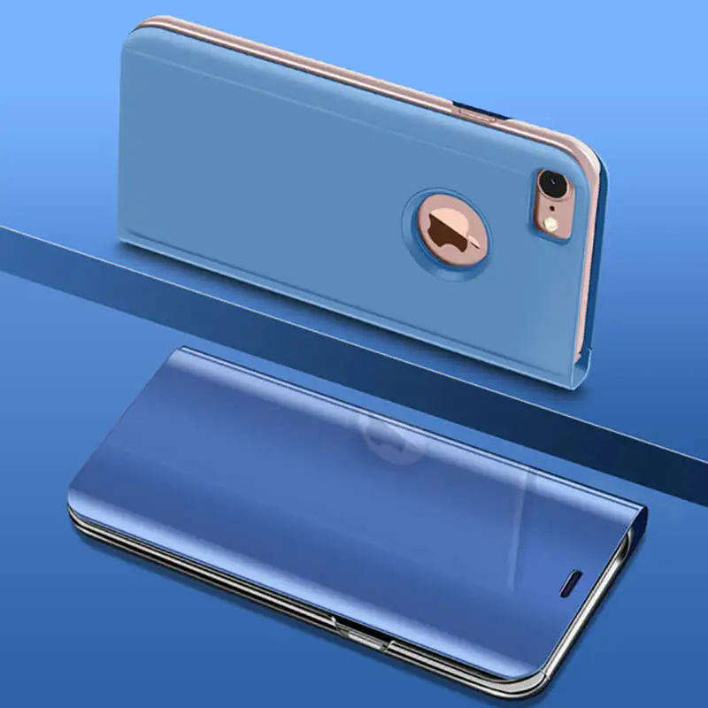 Elegant Leather Smart Mirror Phone Case with Holder Stand Feature