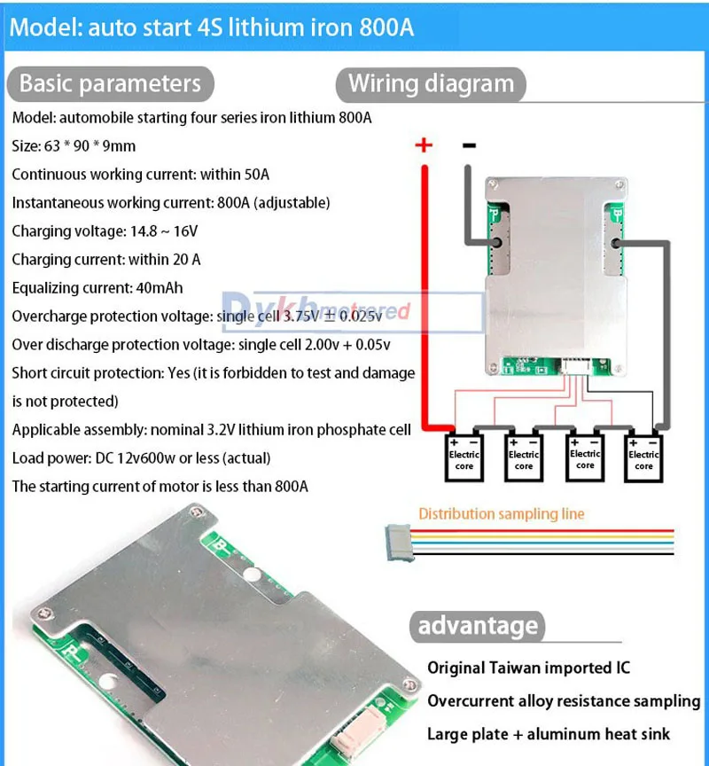 3S 4S BMS 12V 120A 150A 230A 300A Li-ion LifePo4 Lithium Battery Protection Board Balance MOS High Current car start RV Inverter