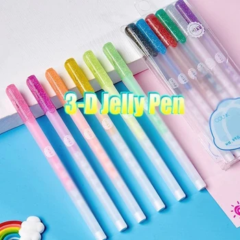 

6/12Pcs 3D Glossy Jelly Ink Pen Waterproof Fade-proof for DIY Album Card Scrapbooks Writing Drawing PAK55