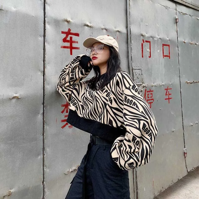 NiceMix Zebra Peinted модные пуловеры, толстые зимние, хорошее качество, в стиле панк, хип-хоп, женская футболка с капюшоном, женские топы, одежда