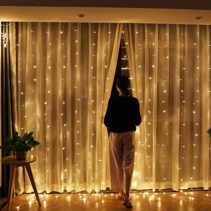 

LED Curtain Light 3X3 Home Curtain Decorative Lights Showcase Exhibition Hall Decorative LED Color Lighting Chain Star Light Str