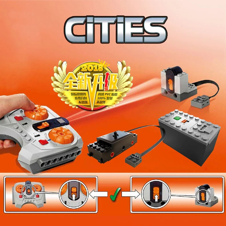 City With Motor Building Blocks Kit Compatible legoingLYs 60098 82009 Heavy haul Rail Train RC remote control Vehicle KID Toys