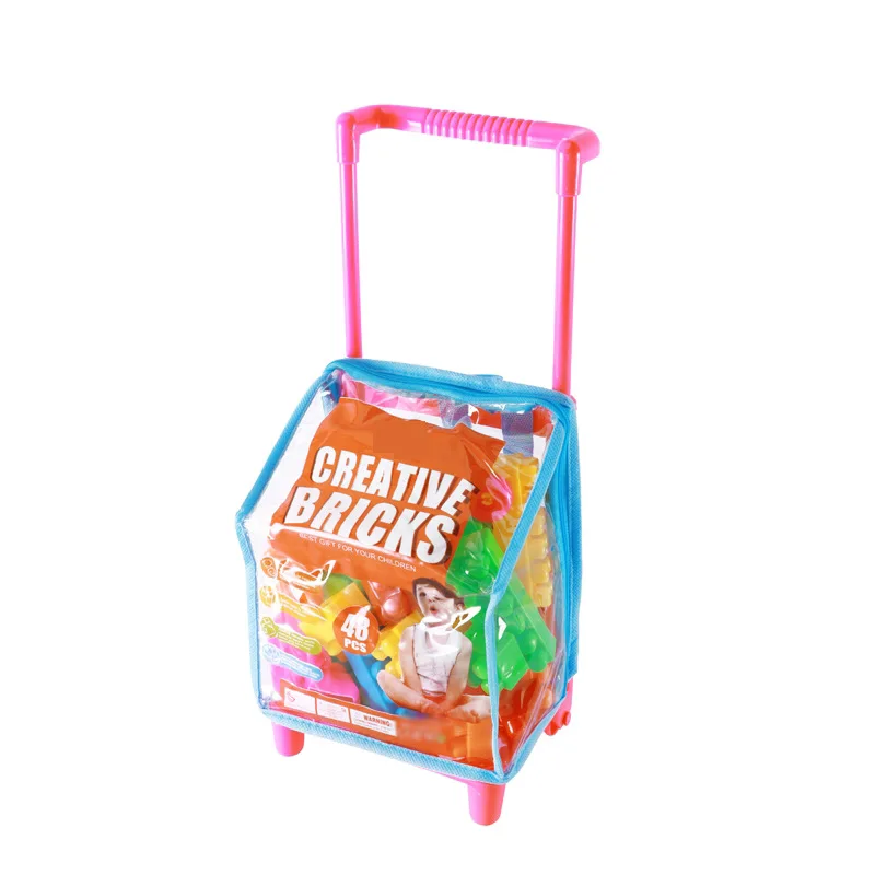

Children Large Particles Plastic Trolley Backpack Building Blocks Baby Kindergarten Early Childhood Educational Assembled Fight