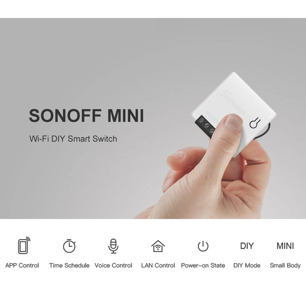Sonoff Мини DIY умный переключатель маленький размер пульт дистанционного управления бытовой техники светильник Wifi переключатель умный пульт дистанционного управления Лер