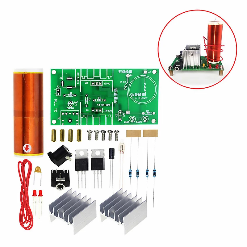 1 Set Mini Tesla Coil Kit 15W Music Plasma Speaker Wireless Transmission DC 15-24V DIY Kits | Электронные компоненты и